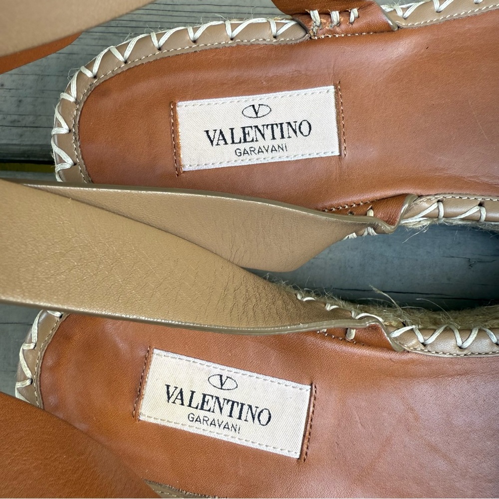 Valentino Garavani Brown Suede Peep Toe Ankle Strap Platform Espadrilles size 40 - Picture 11 of 13